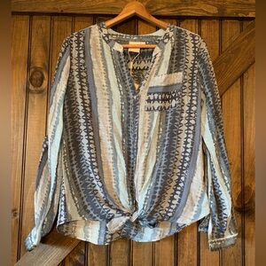 Zac & Rachel Blue Geometric Button Up Blouse